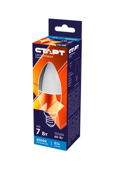 Лампа светодиодная Старт B35 E14 7W 6500К 220V свеча Black матовая (1/10/100)