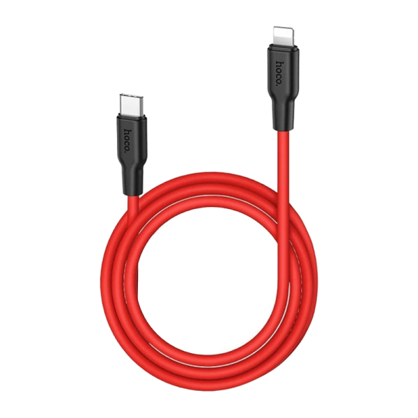 Кабель HOCO X21 Plus Lightning (m)-Type-C (m) 1.0м 3.0A 20W силикон черный красный (1/28/168)