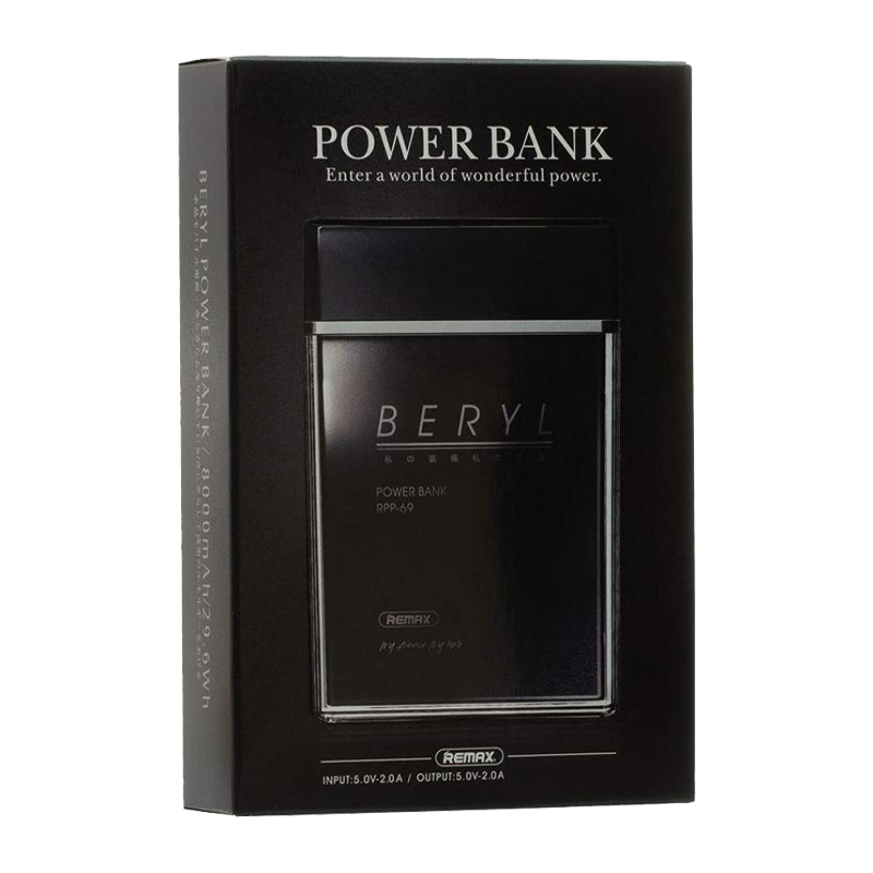 Внешний аккумулятор Remax RPP-69 Beryl 8000mAh 2.0A 2USB черный