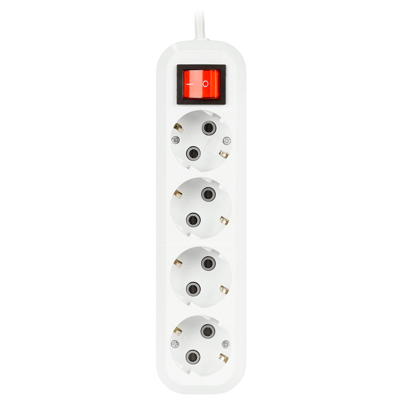 Удлинитель Smartbuy 4р.С/З 16A 5.0м с выкл. ПВС 3x1мм² белый (1/40)