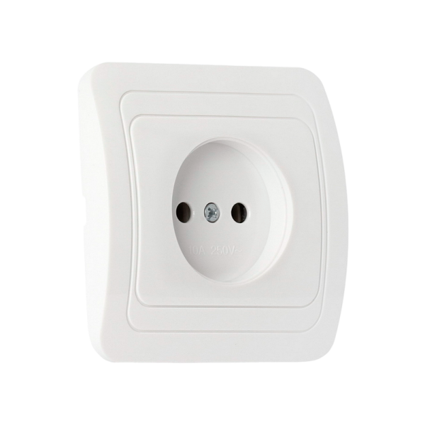 Розетка Smartbuy 1-местная без заземления 10А белая, керамика "Марс"