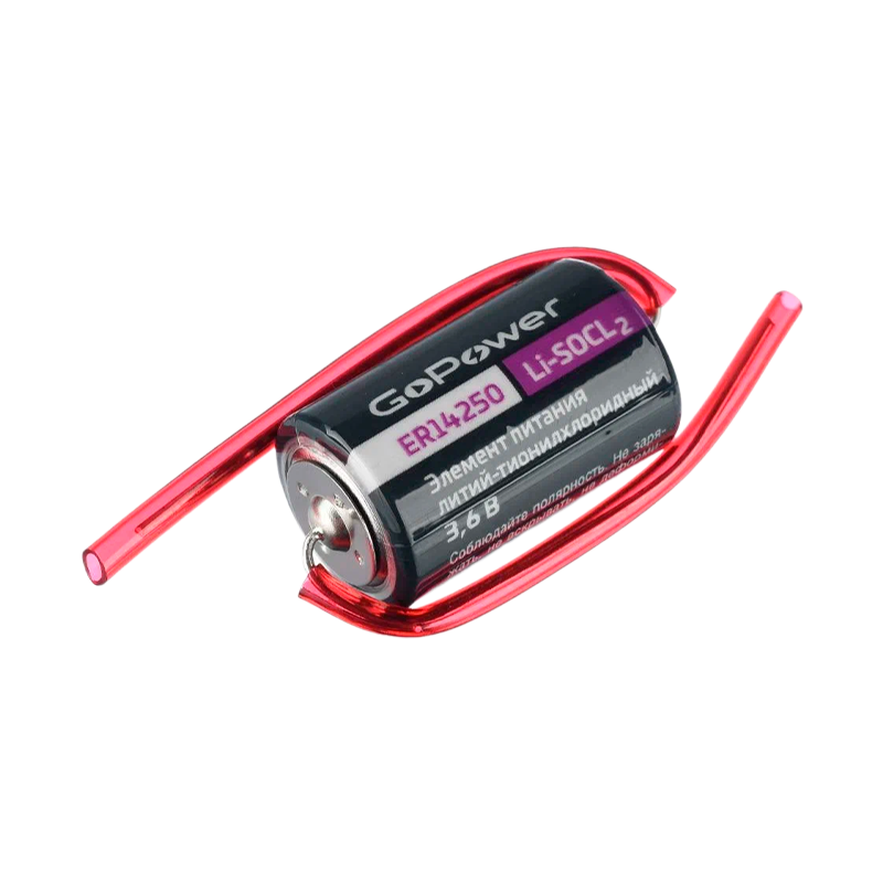 Батарейка GoPower ER14250 1/2AA PC1 Li-SOCl2 3.6V с выводами (1/10/500)