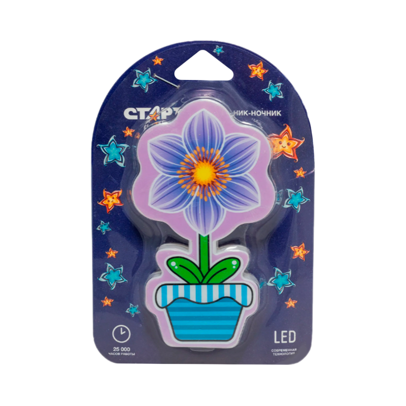 Ночник Старт "Цветок" NL 3LED 0.5W 220V синий