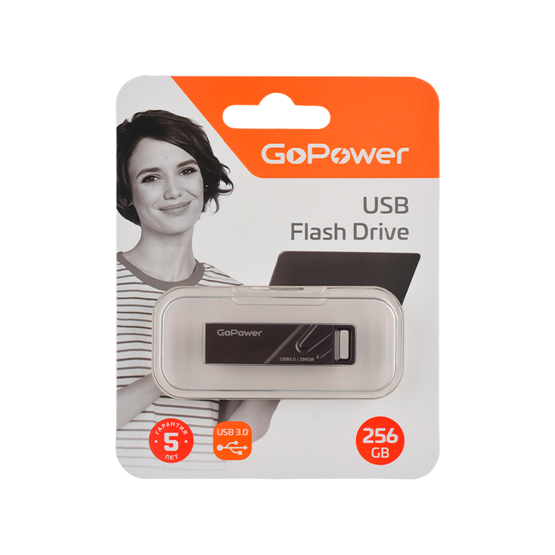 Флеш-накопитель GoPower TITAN 256GB USB3.0 металл черный графит (1/50/1000)