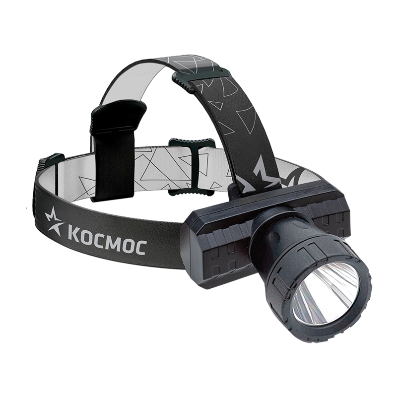 *Фонарь налобный Космос KocAcHead3W 3W ХРЕ от аккумулятора черный (1/60/120) 