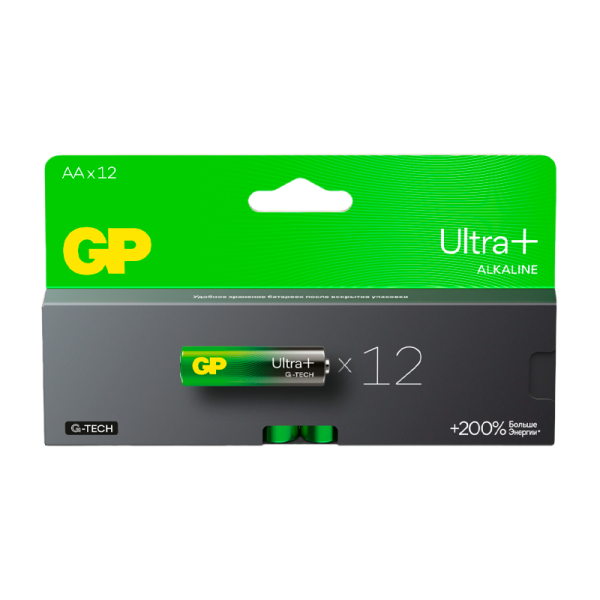 Батарейка GP ULTRA PLUS G-tech LR6 AA BL12 Alkaline 1.5V (12/96/768) R
