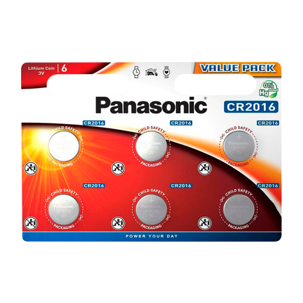Батарейка Panasonic Power Cells CR2016 BL6 Lithium 3V (6/120/480)