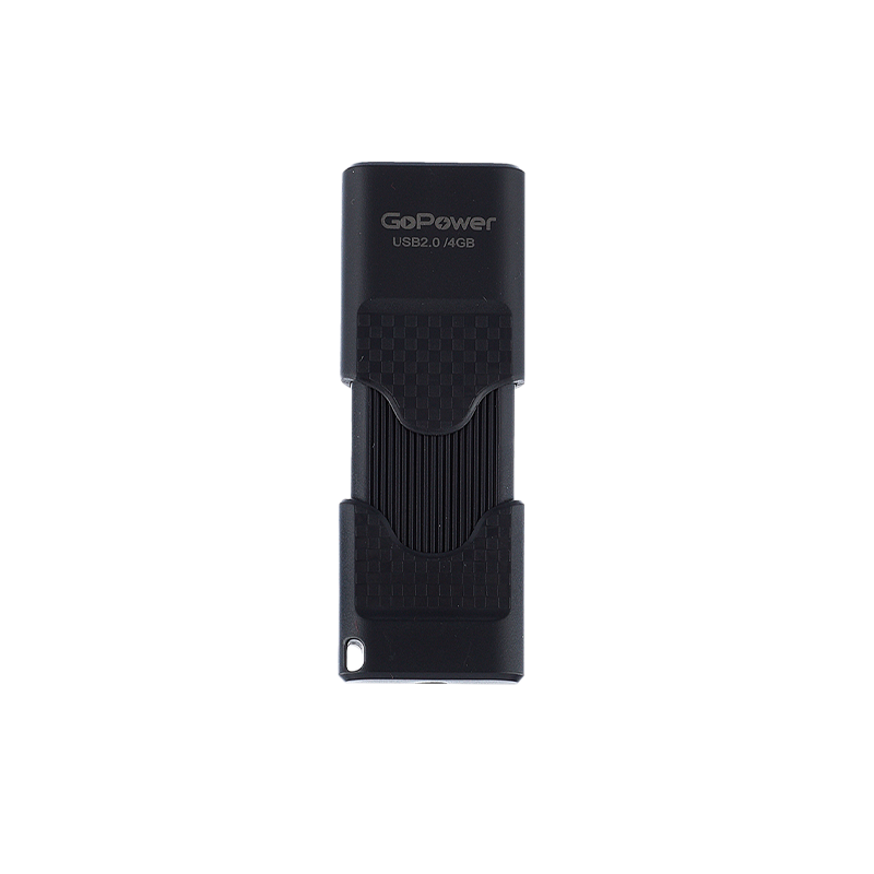 Флеш-накопитель GoPower SLIDER 4GB USB2.0 пластик черный матовый (1/50/1000)