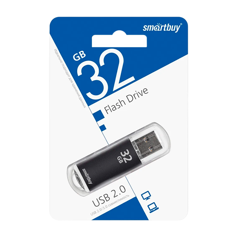 Флеш-накопитель Smartbuy V-Cut 32GB USB2.0 пластик черный