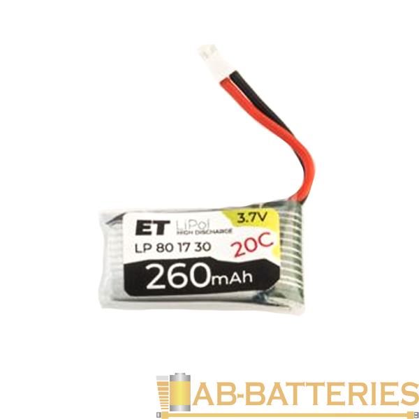 Аккумулятор ET LP801730-20CM Li-Pol, 3.7В, 260мАч (1/20)
