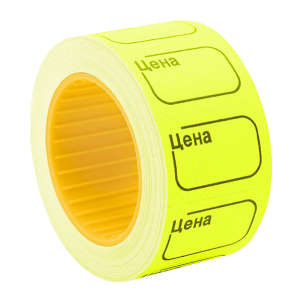 Этикет-лента 30 мм х 20 мм "Цена" (350 этикеток /рол.), желтая, AVIORA (цена за 1 рулон) (5/100)