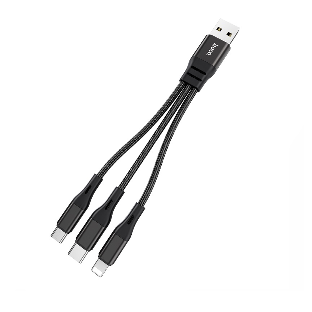 Кабель HOCO X47 USB (m)-Lightning/Type-C/microUSB (m) 0.25м 2.4A нейлон синий (1/31/310)