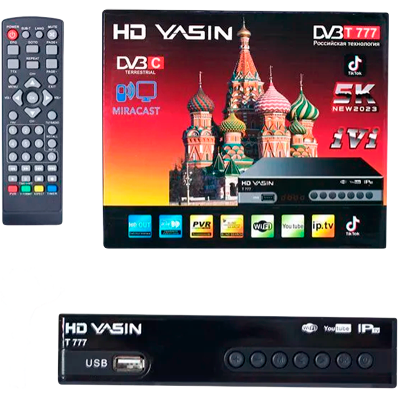 Приставка для цифрового ТВ YASIN T777 DVB-T/T2 металл черный (1/60)