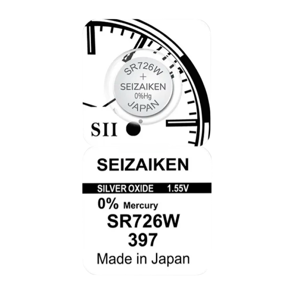 Батарейка SEIZAIKEN 397 (SR726SW) Silver Oxide 1.55V (1/10/100/1000)