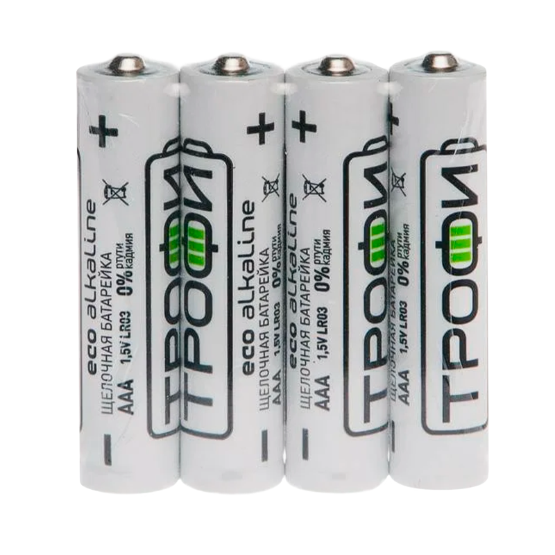 Батарейка Трофи Eco LR03 AAA Shrink 4 Alkaline 1.5V (4/60/960/46080)