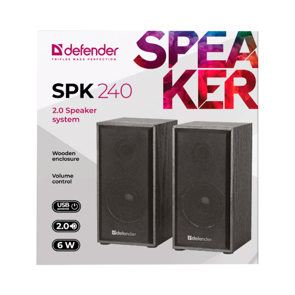 Колонки 2.0 Defender SPK-240 6W USB черный (1/20)
