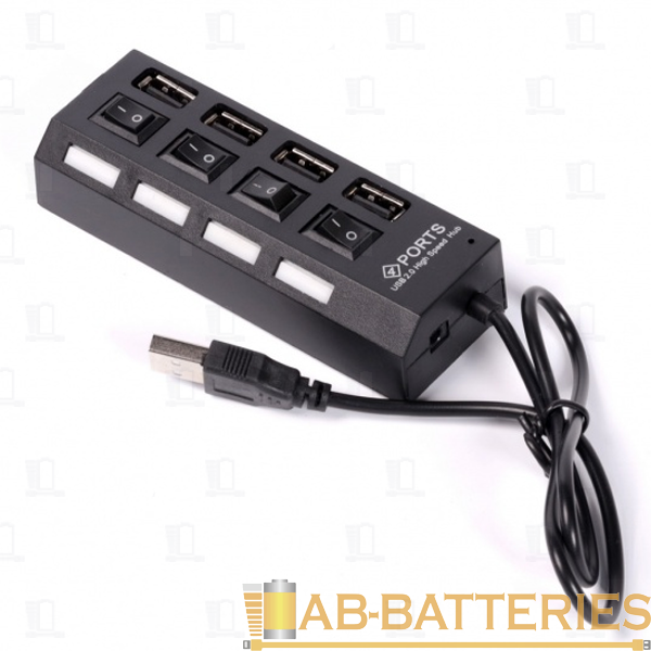 USB-Хаб Smartbuy 7204 4USB с выключателем черный