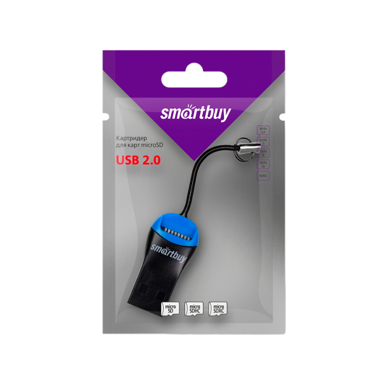 Картридер Smartbuy 711 USB2.0 microSD голубой