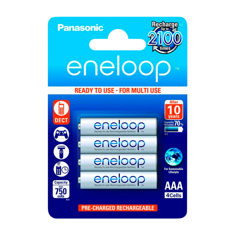 Аккумулятор предзаряженный RTU Panasonic HR03 AAA BL4 NI-MH eneloop 750mAh (4/48/576)