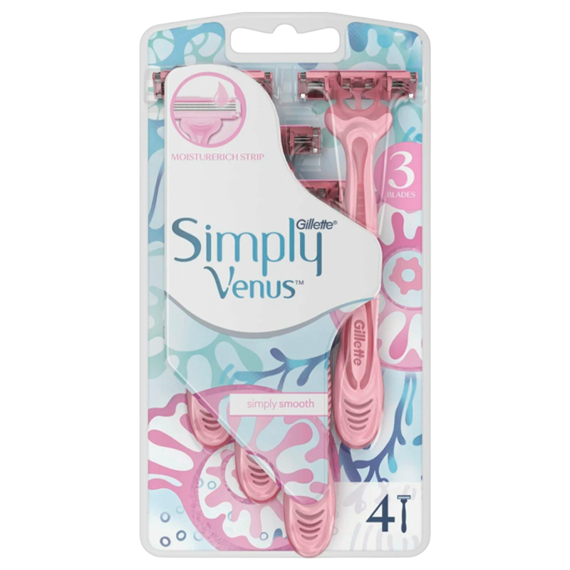 Бритва Gillette VENUS Simply 3 лезвия 4шт. розовый (1/12)