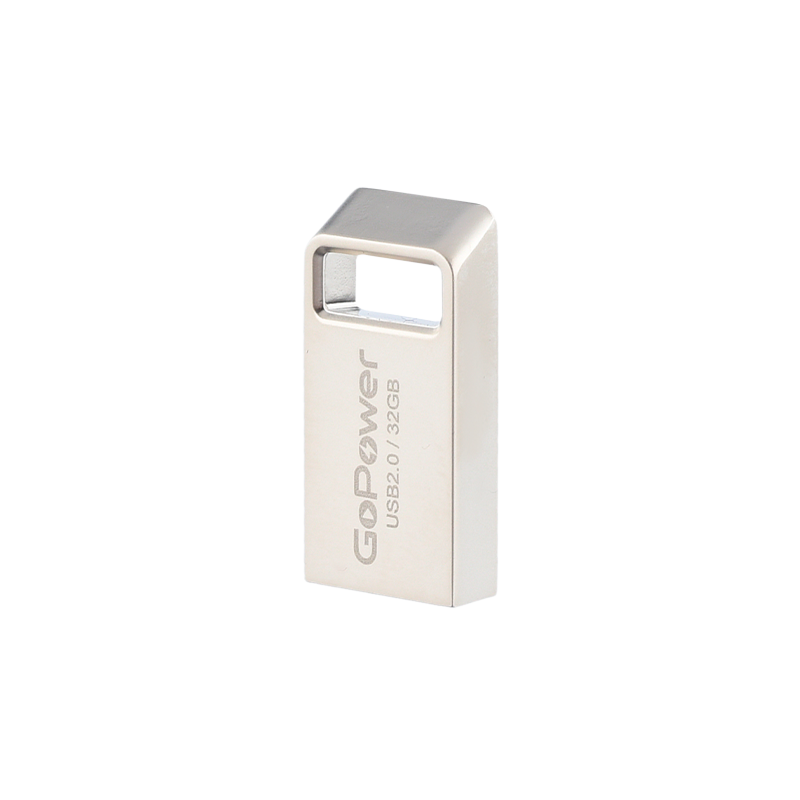 Флеш-накопитель GoPower MINI 32GB USB2.0 металл серебряный (1/50/1000)