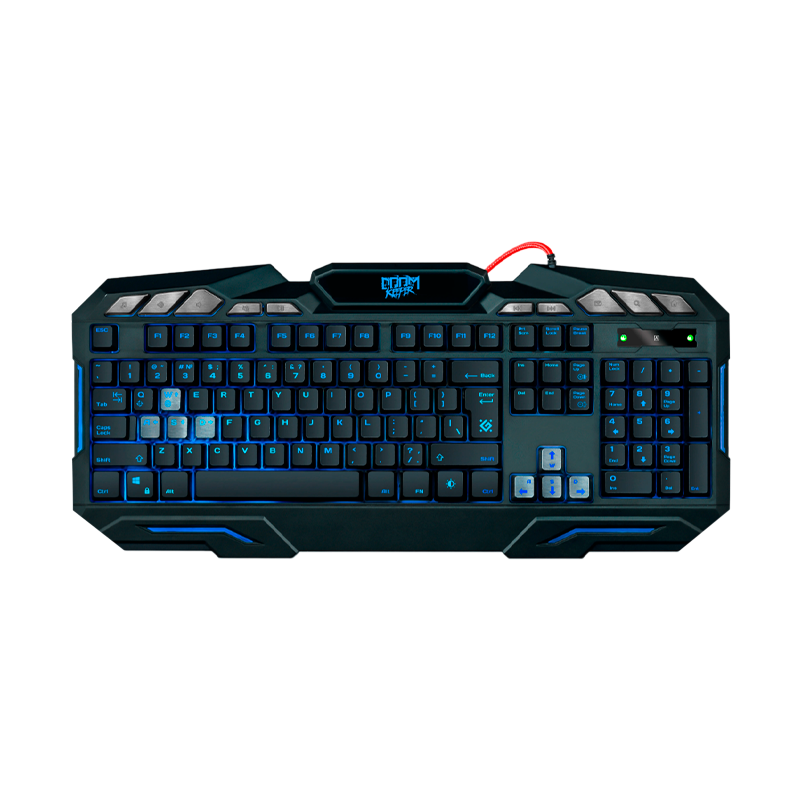 Клавиатура проводная Defender GK-100DL Doom Keeper игровая USB 1.5м черный (1/20)