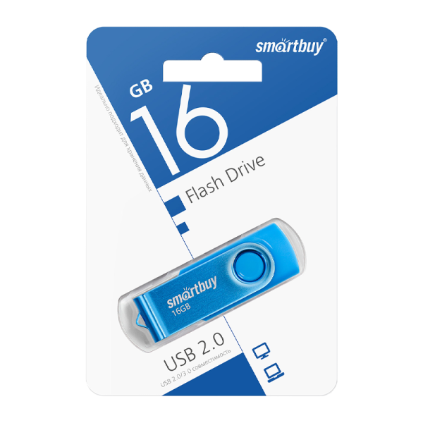 Флеш-накопитель Smartbuy Twist 16GB USB2.0 пластик синий