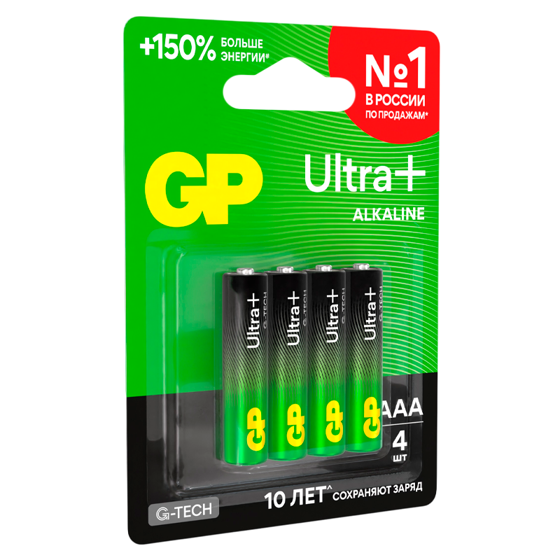Батарейка GP ULTRA PLUS G-tech LR03 AAA BL4 Alkaline 1.5V (4/40/320) R