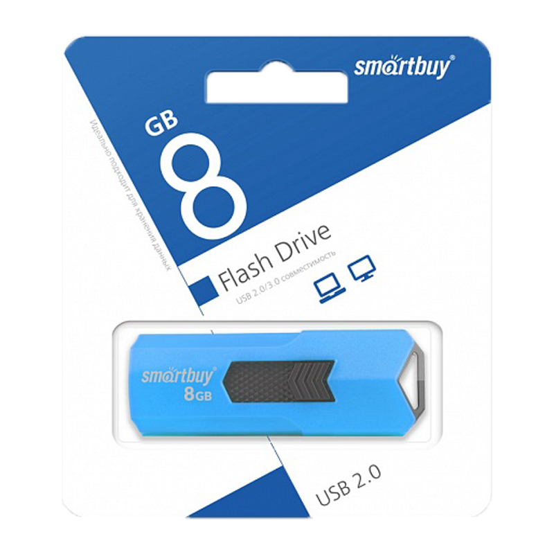 Флеш-накопитель Smartbuy Stream 8GB USB2.0 пластик синий