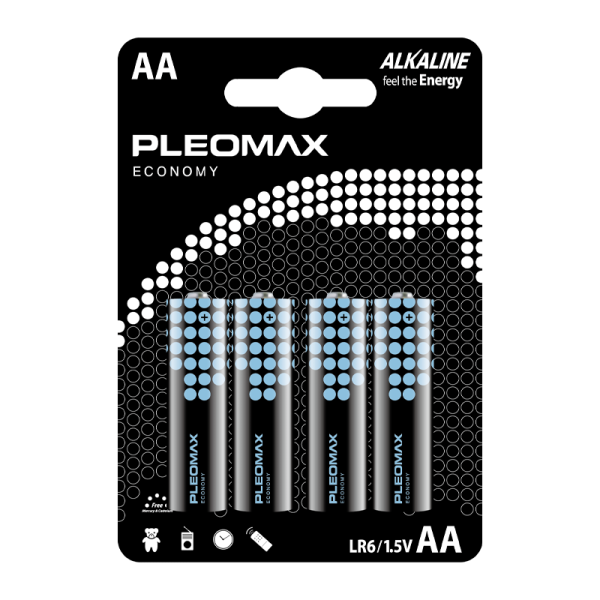 Батарейка Pleomax ECONOMY LR6 AA BL4 Alkaline 1.5V (4/40/400/19200)