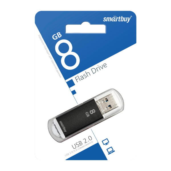 Флеш-накопитель Smartbuy V-Cut 8GB USB2.0 пластик черный