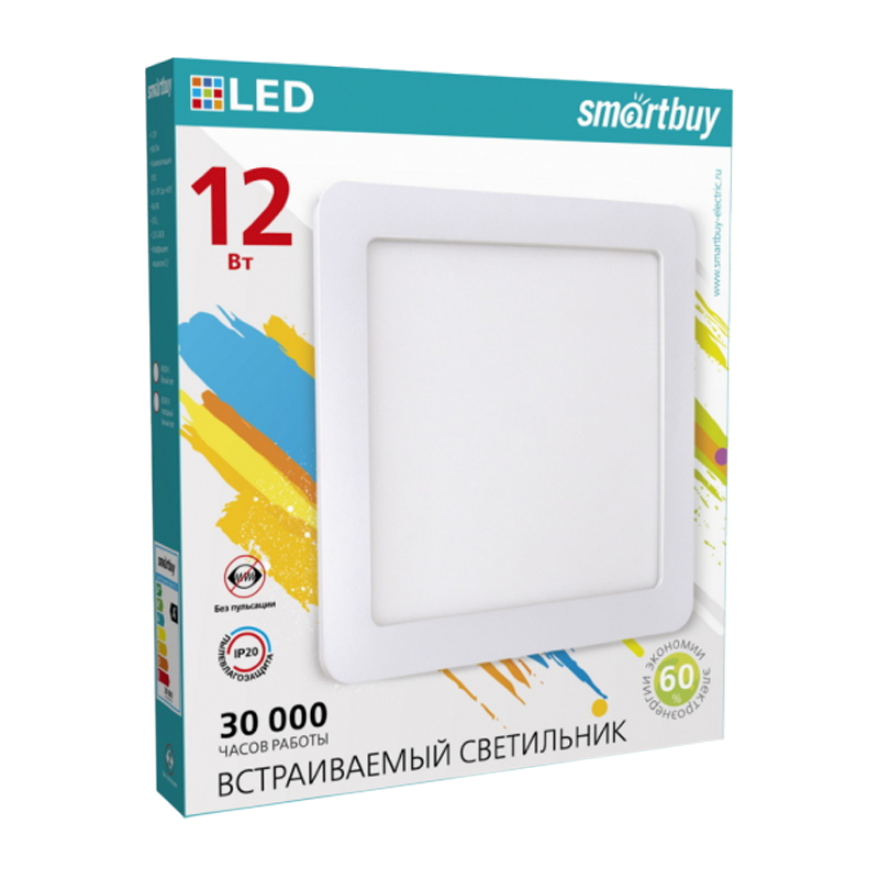 Светильник настенный Smartbuy SBL-SqSDL-12-4K 12W 220V 1LED IP20 накладной белый (1/40)