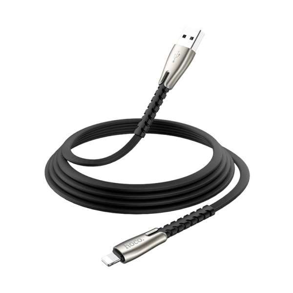Кабель HOCO U58 USB (m)-Lightning (m) 1.2м 2.4A TPE черный (1/30/300)