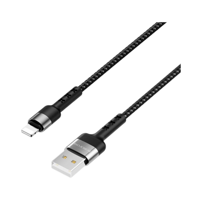 Кабель Borofone BX34 USB (m)-Lightning (m) 1.0м 2.4A нейлон черный (1/360)