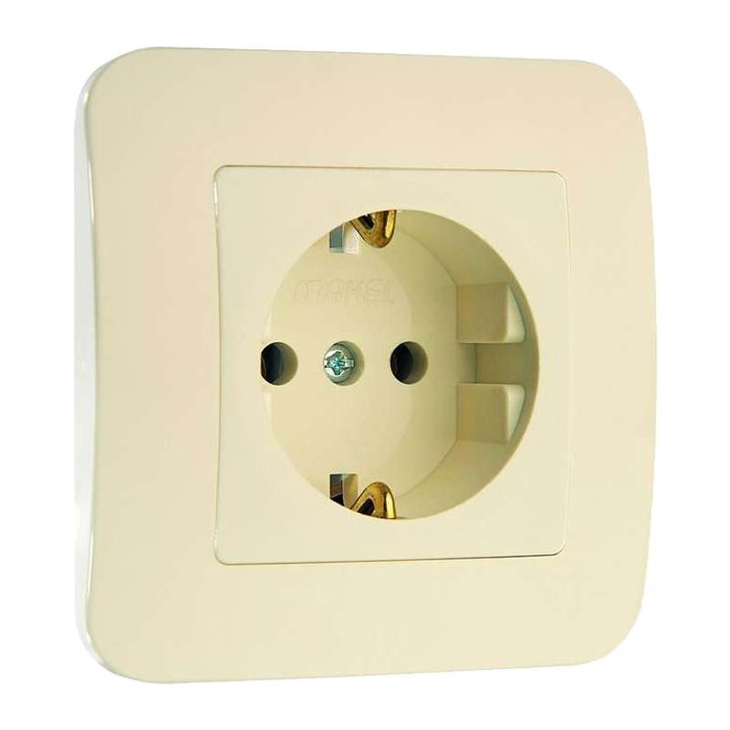 Розетка Makel Lillium 1гн. 16A С/З кремовый 70228 (1/12)