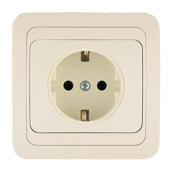 Розетка Makel Mimoza 1гн. 16A С/З кремовый 25028 (1/12)