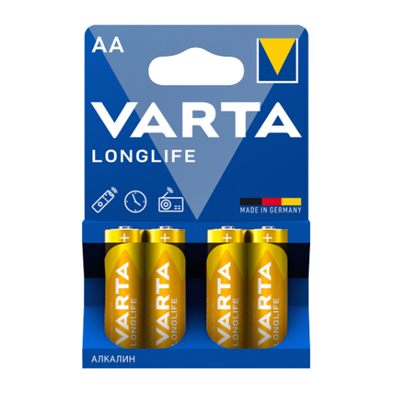 Батарейка Varta LONGLIFE LR6 AA BL4 Alkaline 1.5V (4106) (4/72)