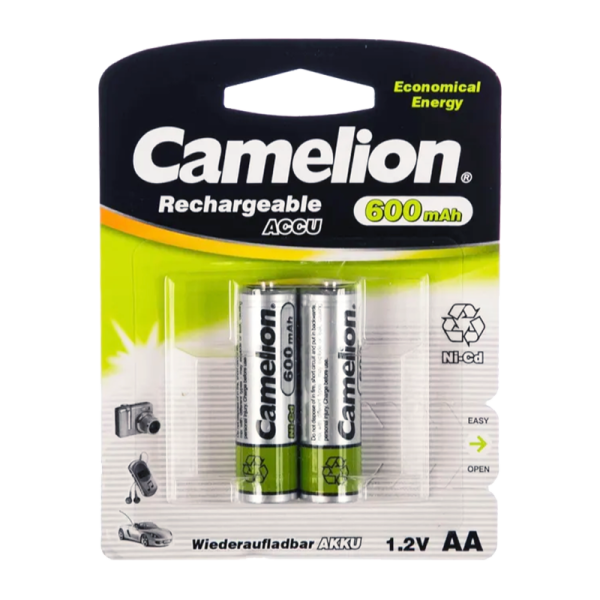 Аккумулятор бытовой Camelion HR6 AA BL2 NI-CD 600mAh (2/24/480)