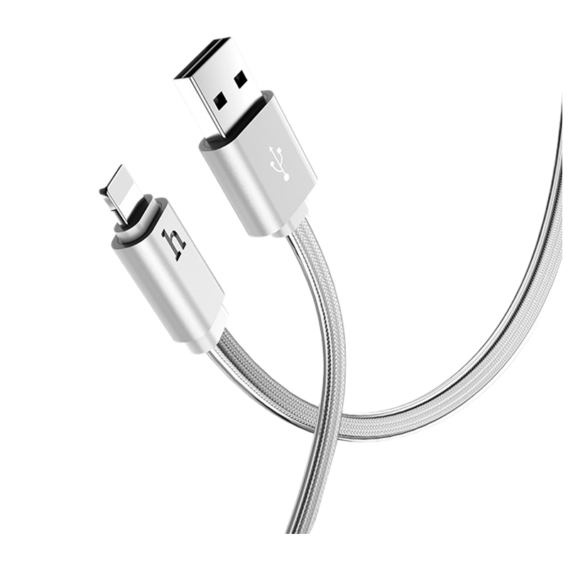Кабель HOCO UPL12 USB (m)-Lightning (m) 0.3м 2.1A силикон серебряный (1/40/400)
