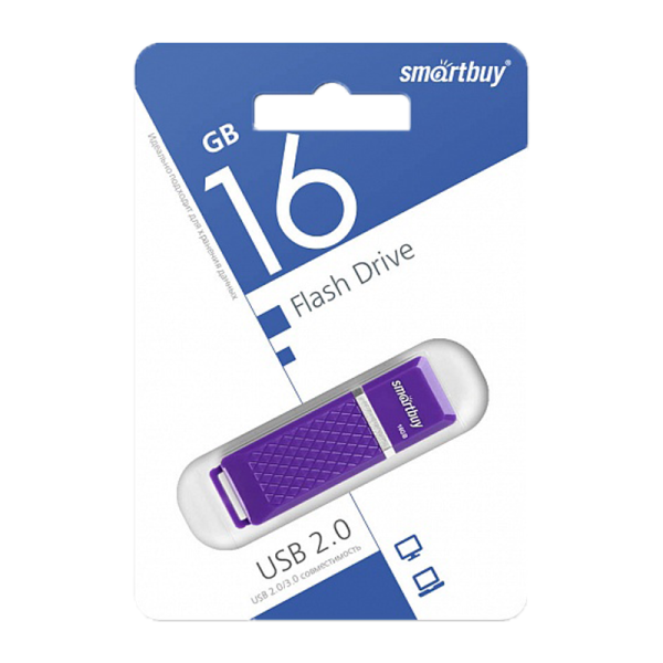 Флеш-накопитель Smartbuy Quartz 16GB USB2.0 пластик фиолетовый