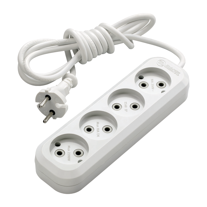 Удлинитель Makel 4р.Б/З 10A 3.0м 2x0.75мм² IP20 белый MGP143 (1/12)