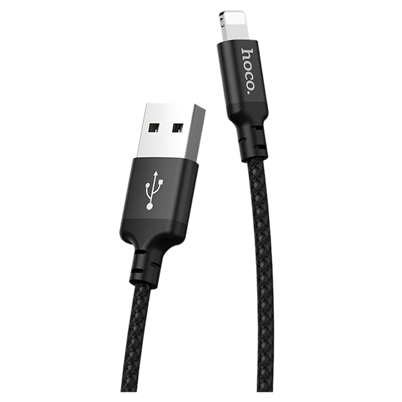 Кабель HOCO X14 USB (m)-Lightning (m) 1.0м 2.0A нейлон черный (1/33/330)