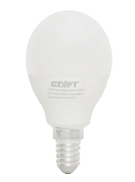 Лампа светодиодная Старт G47 E14 10W 2700К 220V шар Eco матовая (1/10/100)
