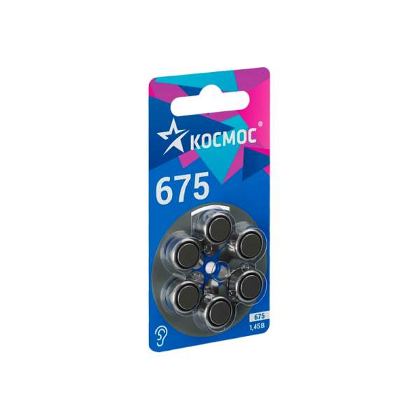 Батарейка Космос ZA675 BL6 Zinc Air 1.45V (6/60/3000)