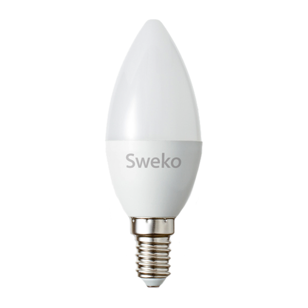 Лампа светодиодная Sweko C35 E14 7W 3000К 230V свеча на ветру (1/5/100)