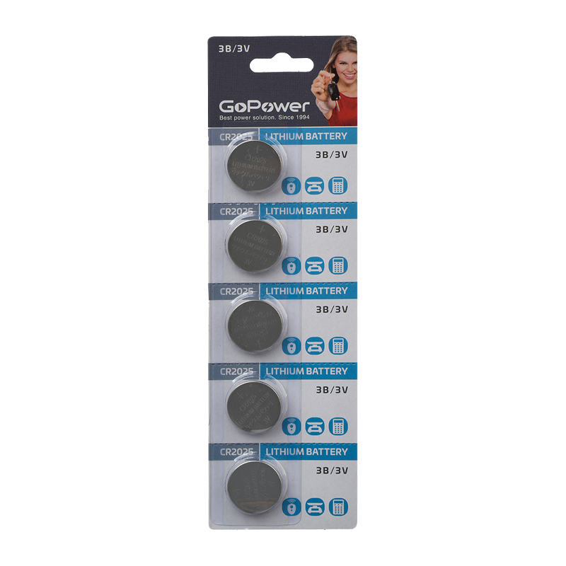Батарейка GoPower CR2025 BL5 Lithium 3V (5/100/2000)