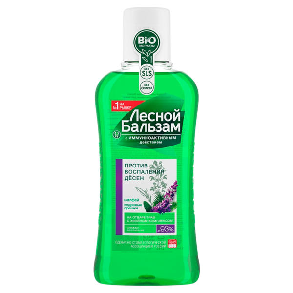 Ополаскиватель Лесной Бальзам Против воспаления десен (кедр.орешки,шалфей) 400мл (1/12)