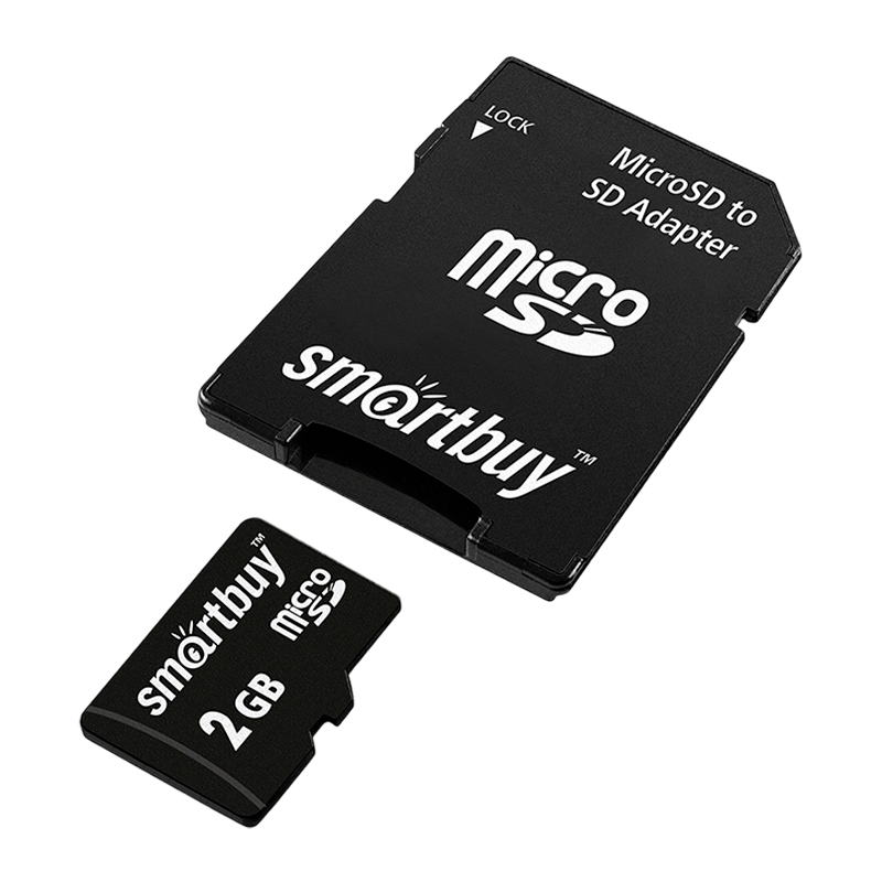 Карта памяти microSD Smartbuy 2GB Class4 10 МБ/сек с адаптером