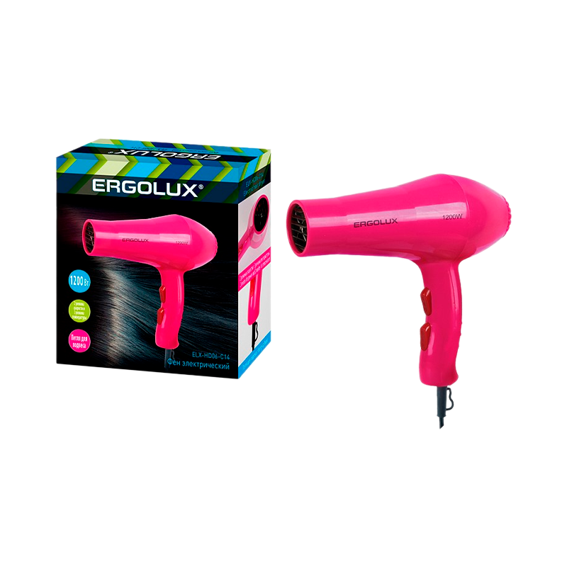 Фен Ergolux ELX-HD06-C14 1200W розовый
