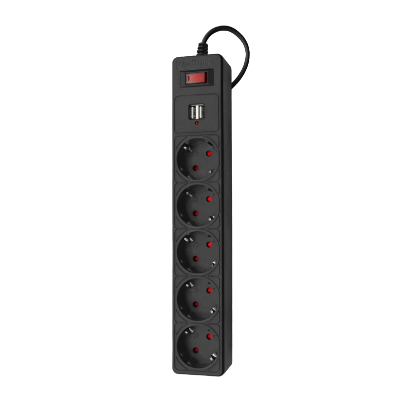Сетевой фильтр Smartbuy SBSP 5р.С/З 10A 1.8м черный (1/45)